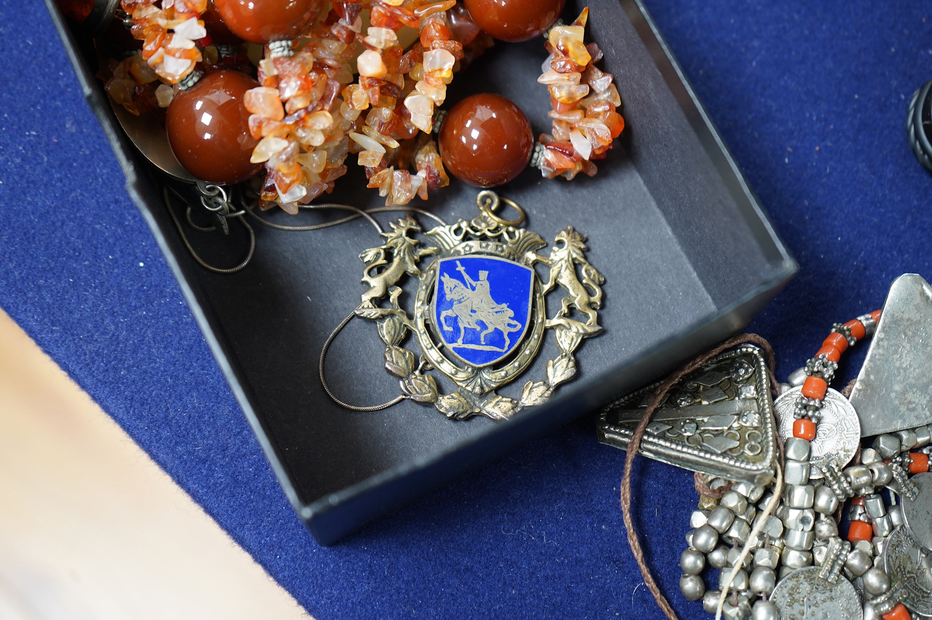 A group of assorted costume jewellery. Condition - poor to fair.